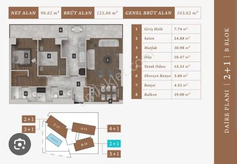 Ekmas Mavişehir/satılık 12.kat.park Manzaralı Satılık 2+1 Daire