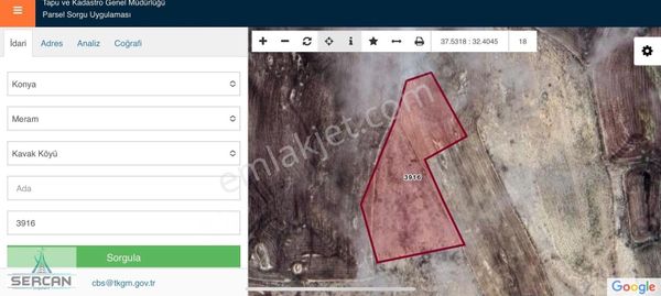 Meram Kavakta Satılık 5200 M2 Müstakil Tapulu Tarla