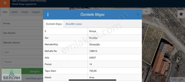 Konya Karatay Saracoglu Mahallesinde Satılık 750 M2 Arsa