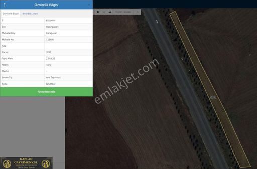 🏡 Kaplan Gayrimenkul’den Odunpazarı Karapazar Mahallesinde 2053 M² Satılık Tarla