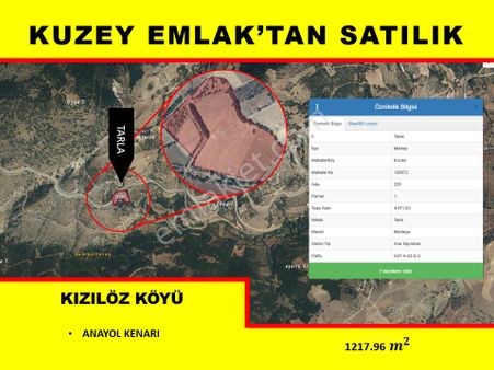 Kuzey Emlak'tan Kızılöz Köyünde Satılık Anayol Kenarında Tarla