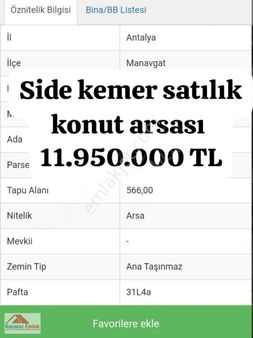 Antalya Side 'de Satılık Arsa