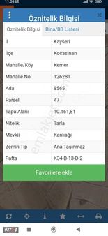 Kocasinan Kemerde Yola Cepheli Tarla