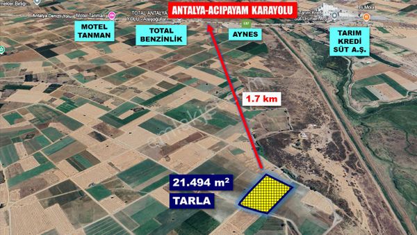 Acıpayam Akalan Kapaklı Mevkii Çiftlik İçin Uygun Satılık Arazi