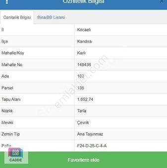 Kandıra Karlıda 1652 M2 Satılık Fırsat Tarla