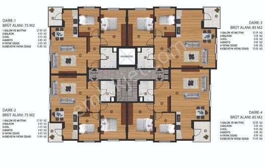 Aydın Emlak Bahçelievler Mahallesinde 75m² 2+1 3. Kat
