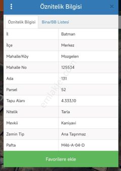 Emlak 72 Den Mozgelen Köyünde Satılık Müstakil Tarla