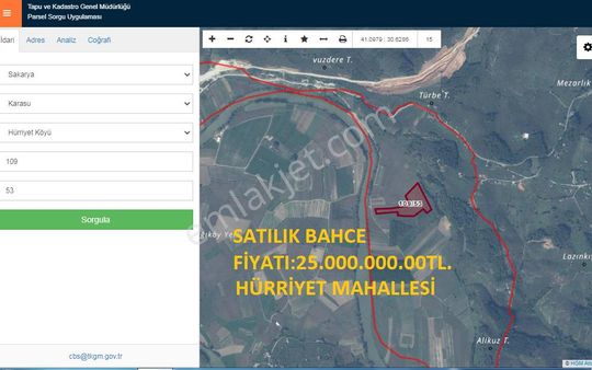 Sakarya/karasu/hürriyetacil Satılık Bahce