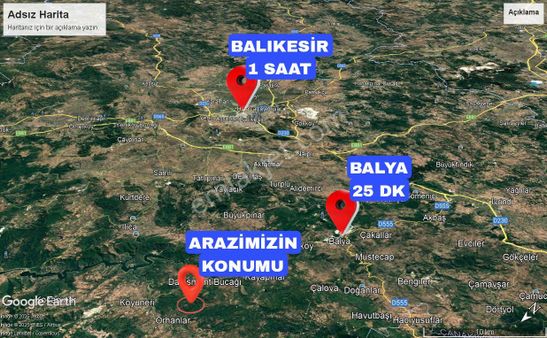 Köye 300 Metre 3.859 M2!!! Balıkesir Balya Göloba Köyünde Satılık Tarla