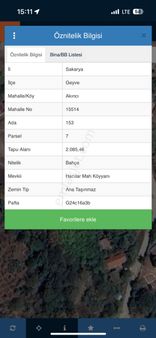 Geyve Akıncı 2085 M2 Yol Kenarı Arazi