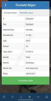 Seyitgazi Kümbette İki Parça Tek Tapulu Satılık Tarla