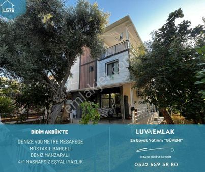 Didim Akbük'te Denize 400 Metre Deniz Manzaralı Eşyalı Tadilatlı 4+1 Bahçeli Yazlık
