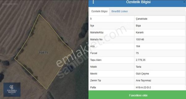 Çanakkale Biga'da Hesaplı Ve Doğru Yatırım 2779 M2 Satılık Tarla