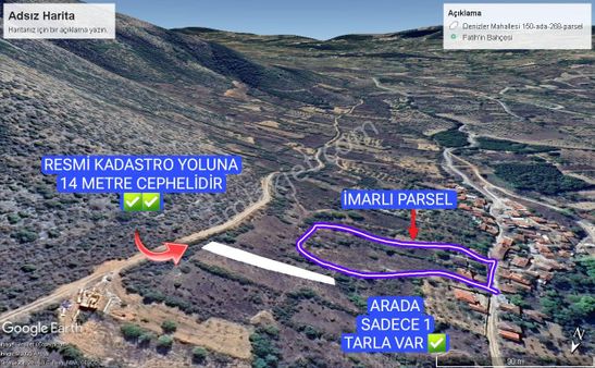 Bursa Keles Denizler Köyünde Satılık 860 M2 Bağ