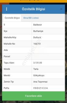 Burhaniye Dutluca Mevkii Satılık Tarla 3.131m2