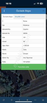 Öncü Emlaktan Bursa Mudanya Çayönü Mahallesinde Yatırıma Uygun 1940 M2 Tarla