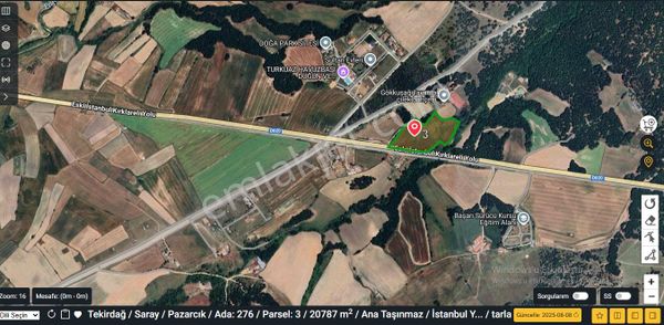 Tekirdağ Saray Pazarcık Mahallesi Eski Istanbul Yoluna Sıfır Satılık Tarla