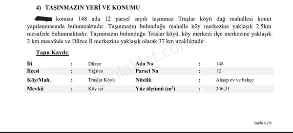 Düzce Yığılca Müstakil Ev Tapu Sahibi Perta Emlak Ümit Tahmaz