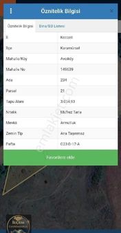 Karmürsel Avcıköy Mah Satilik Kelepir Tarla