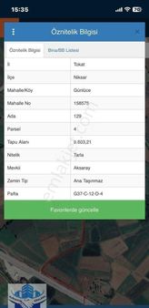 Tokat Niksar Günlüce Köyünde Satılık Tarla