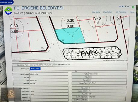 Ergene Misinlide Parka Cephe Köşe Başı Konut İmarlı Arsa