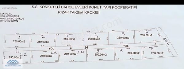 Korkuteli Büyükköyde 250 M2 Net Bahçe Evleri Arsası