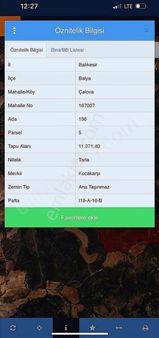 Balya Çalova Mahallesi 11.000 M2 Resmi Yola Cephe Arazi