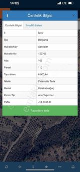 İzmir Bergama Sarıcalar Ana Asfalt Üzeri 6.500 M2 Arazi