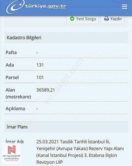 Arnavutköy Hacımaşlı Şamlar Mevki'inde 1000mt2 Hisemiz Satılık