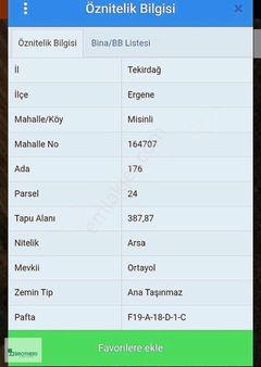 Brothersdan Ergene Misinlide 389m2 Satılık İmarlı Arsa