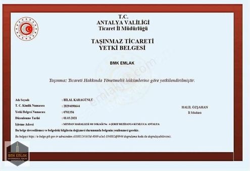 Bmk Dan Antalya Kumluca Adrasanda Satılık Müstakil Tapu Arazi