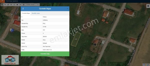 Duhan Emlaktan'tan Çiftlikköy Kılıç'da 361m2 2 Kat İmarlı Arsa