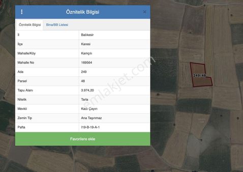 Cb King'den Kamçılı Mh. Satılık 3.974 M2 Tarla