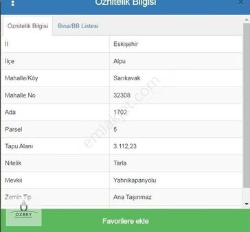Özbey Emlaktan Alpu Sarıkavak'ta 3.112 M² Tarla