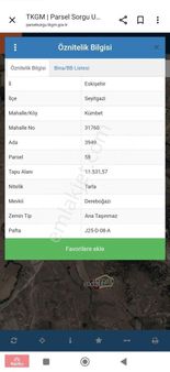 Eskişehir Kümbet Satılık Tarla