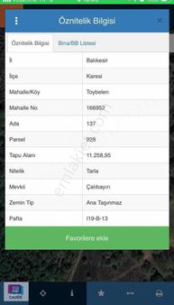 Balıkesir Karesi Toybelen'de Satılık Fırsat Arsa !!!