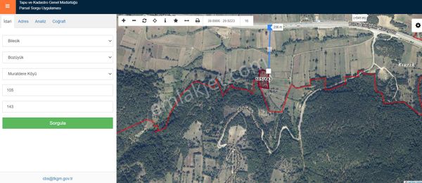 Sevgim'den Bozüyük Muratdere Köyü Satılık 4644 M2 Tarla
