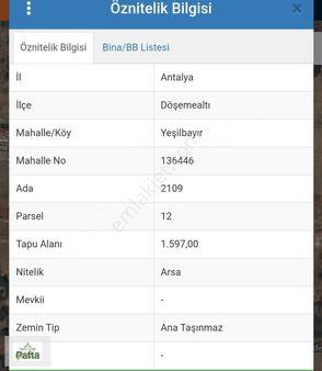 Yeşilbayırda Yatırımlık 1597 M² Arsa