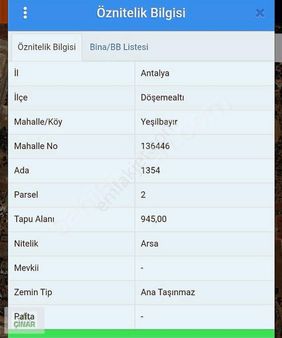 Yeşilbayırda 945 M² Villa Arsası