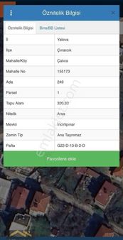 Yalova Çınarcık Çallıca’da 2,5 Kat İmarlı 320,,82 Metrekare Köşebaşı Arsa