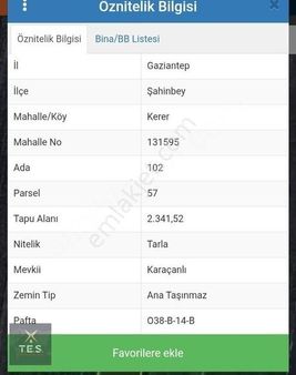 T.e.s. 'den Şahinbey Kerer'de Yatırıma Uygun Yola Yakın Arazi