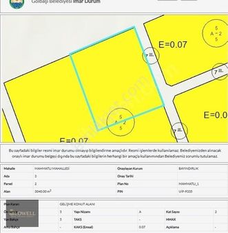 Gölbaşı Mahmatlı İmarlı 760 M² Arsa, Araç Takas Kabul Edilir.