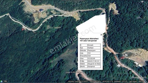 Kocaeli Kartepe Pazarçayırı'nda Yatırımlık 12 Dönüm Tarla...!