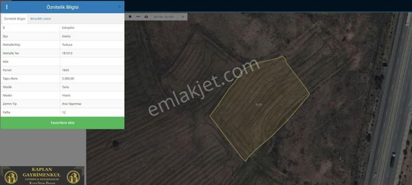 Kaplan Gayrimenkul’den İnönü Dutluca Mahallesi'nde 5000 M² Satılık Yatırımlık Tarla