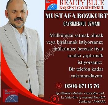 Realty Blue Başketten İncek Merkezde Satılık 2+1 Mükemmel Daire