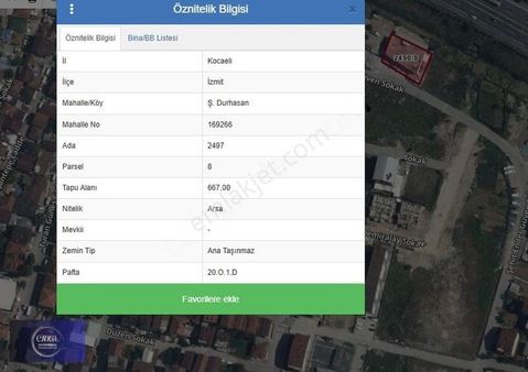 İzmit Yenişehir Mh. Şehir Hs. Civarı Satılık 667 M2 Konut Arsası