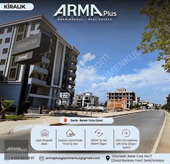 Arma Plus Gayrimenkul'den Belek Yolu Üzeri Kiralık İş Yeri