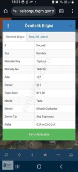 İnaltay Gayrimenkul Kandıra Topluca 891 M² Tarla