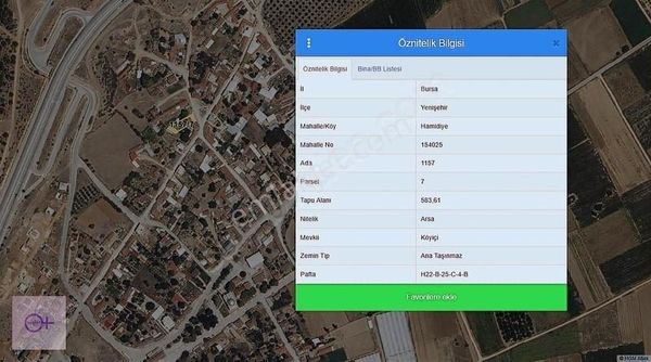 Violetten İçinde Ev Olan Satılık Arsa Koyunhisar Yenişehir Bursa