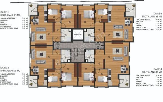 Aydın Emlak Bahçelievlerde 2+1 85m2 2. Kat